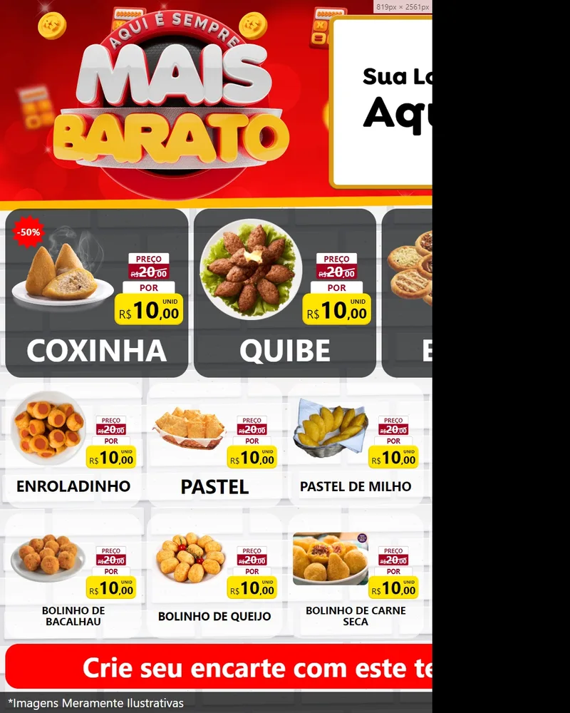 Modelo de Rede Social para Feed Instagram com o tema Mais Barato para Salgadaria