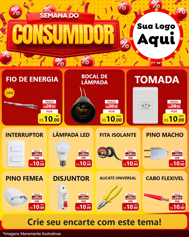 Modelo de Rede Social para Feed Instagram com o tema Semana do Consumidor para Materiais Elétricos