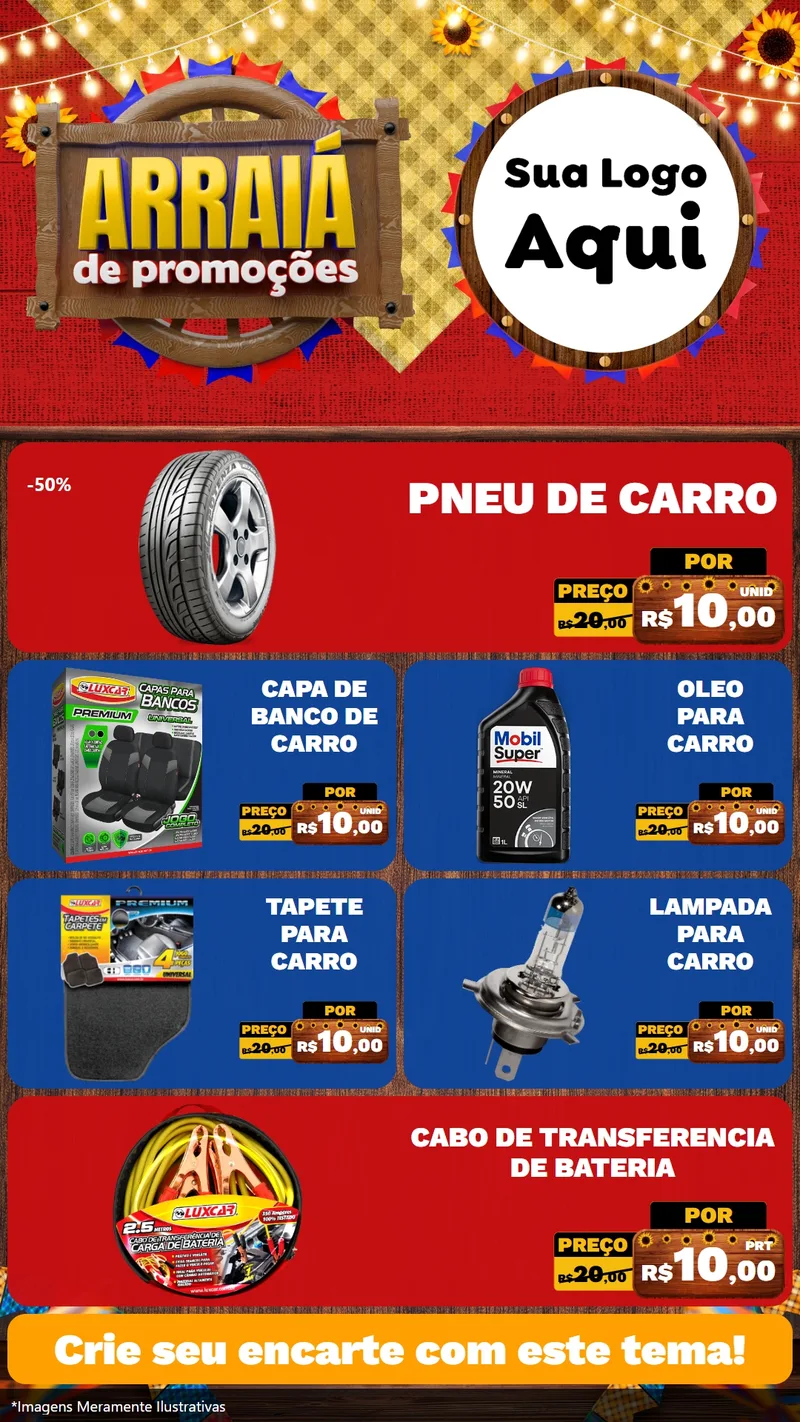 Modelo de TV para TV Vertical com o tema Arraiá de Promoções para Auto peças