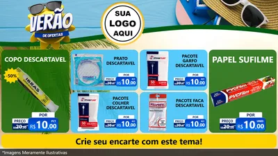 Modelo de TV para TV Horizontal com o tema Verão de Ofertas para Embalagens