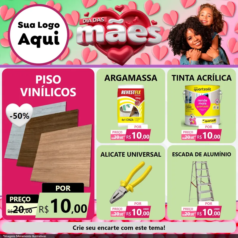 Modelo de Rede Social para Feed Facebook com o tema Dia das Mães para Material para Construção
