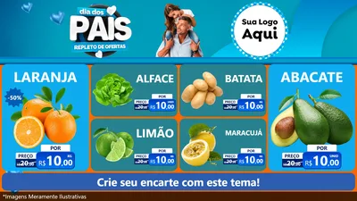 Modelo de TV para TV Horizontal com o tema Dia Dos Pais Repleto de Ofertas para Hortifrúti