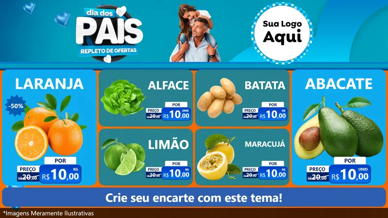 Modelo de TV para TV Horizontal com o tema Dia Dos Pais Repleto de Ofertas para Hortifrúti
