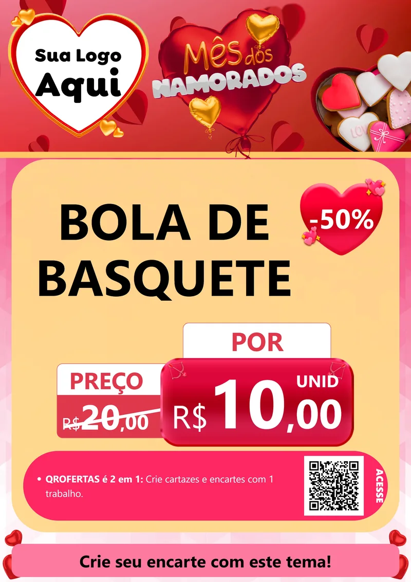 Modelo de Cartaz para Cartaz A4 Vertical com o tema Mês dos Namorados para Artigos Esportivos