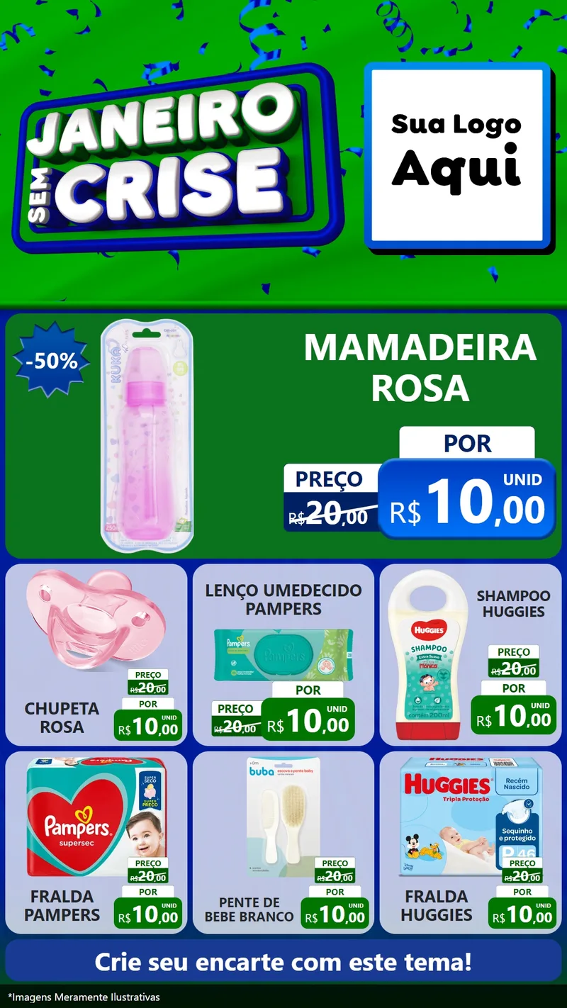 Modelo de Rede Social para Stories com o tema Janeiro Sem Crise para Bebês