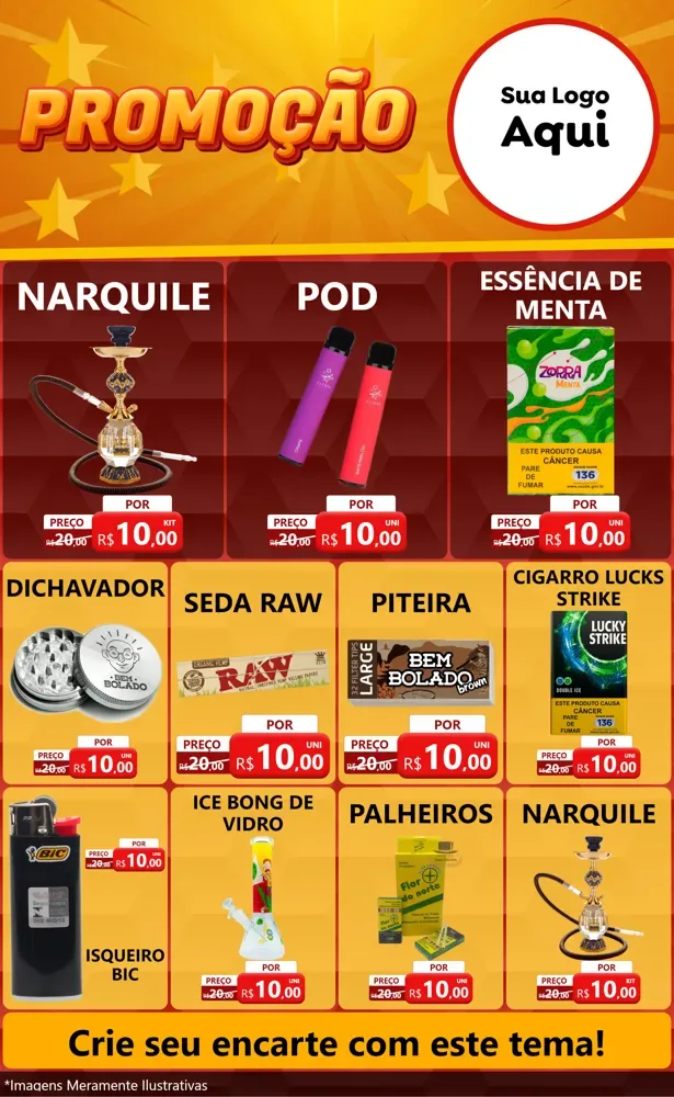 Modelo de Encarte para Encarte Grande com o tema Promoção para Tabacaria