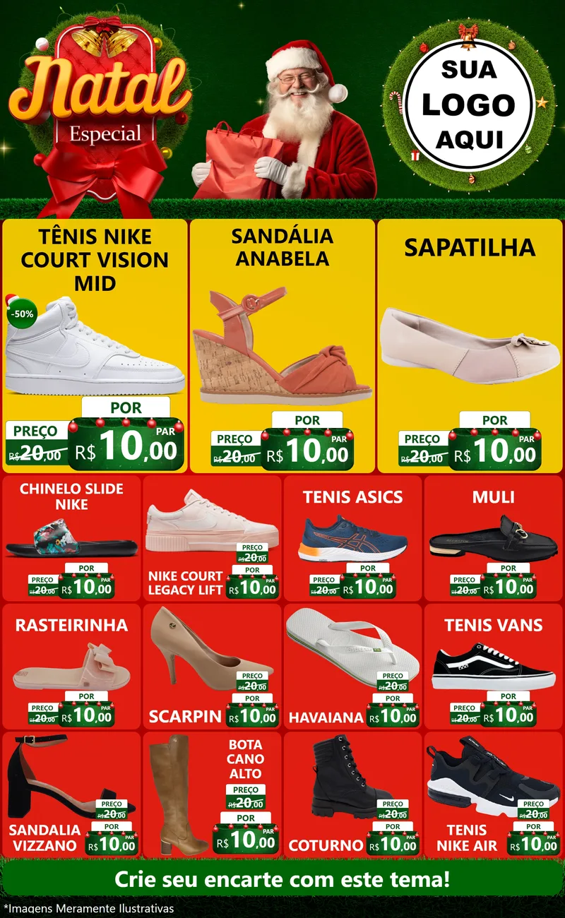 Modelo de Encarte para Encarte Grande com o tema Natal Especial para Calçados