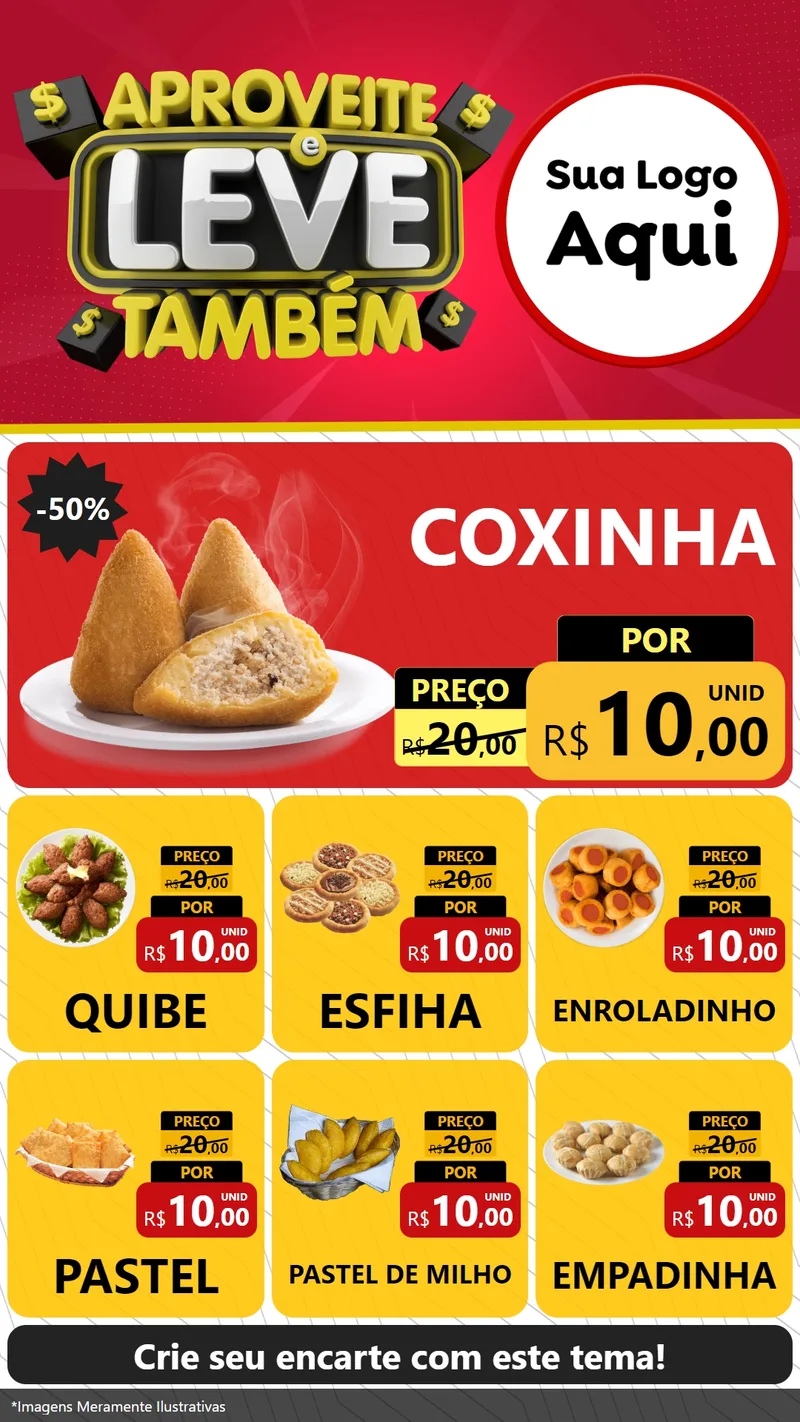Modelo de Rede Social para Stories com o tema Aproveite e Leve Também para Salgadaria