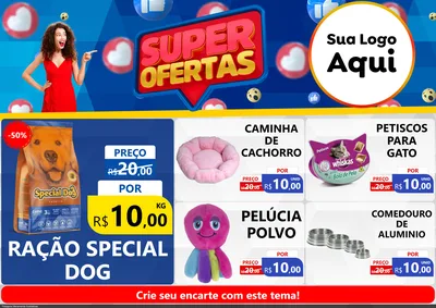 Modelo de Encarte para Encarte A4 Horizontal com o tema Super Ofertas para Pet Shop