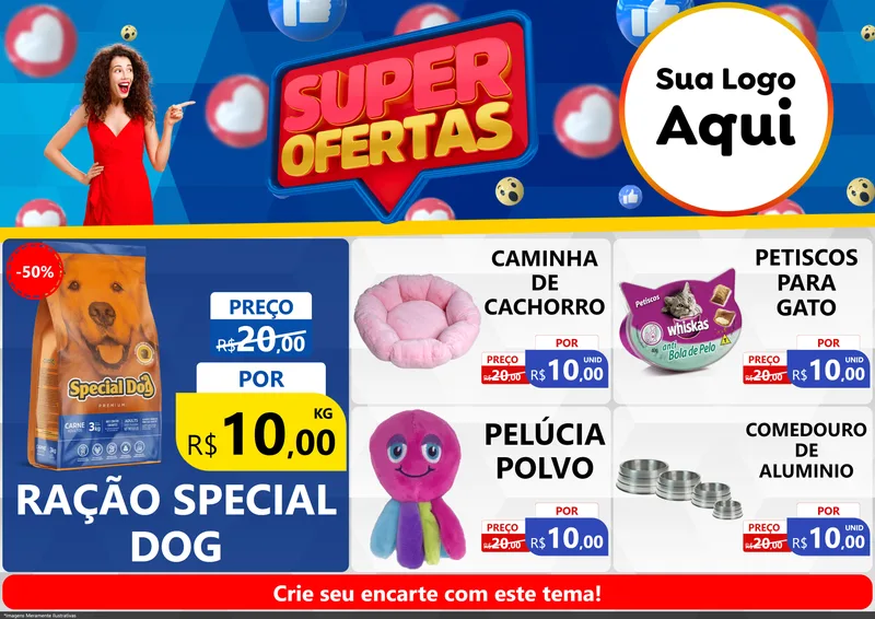Modelo de Encarte para Encarte A4 Horizontal com o tema Super Ofertas para Pet Shop