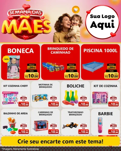 Modelo de Rede Social para Feed Instagram com o tema Semana das Mães para Brinquedos