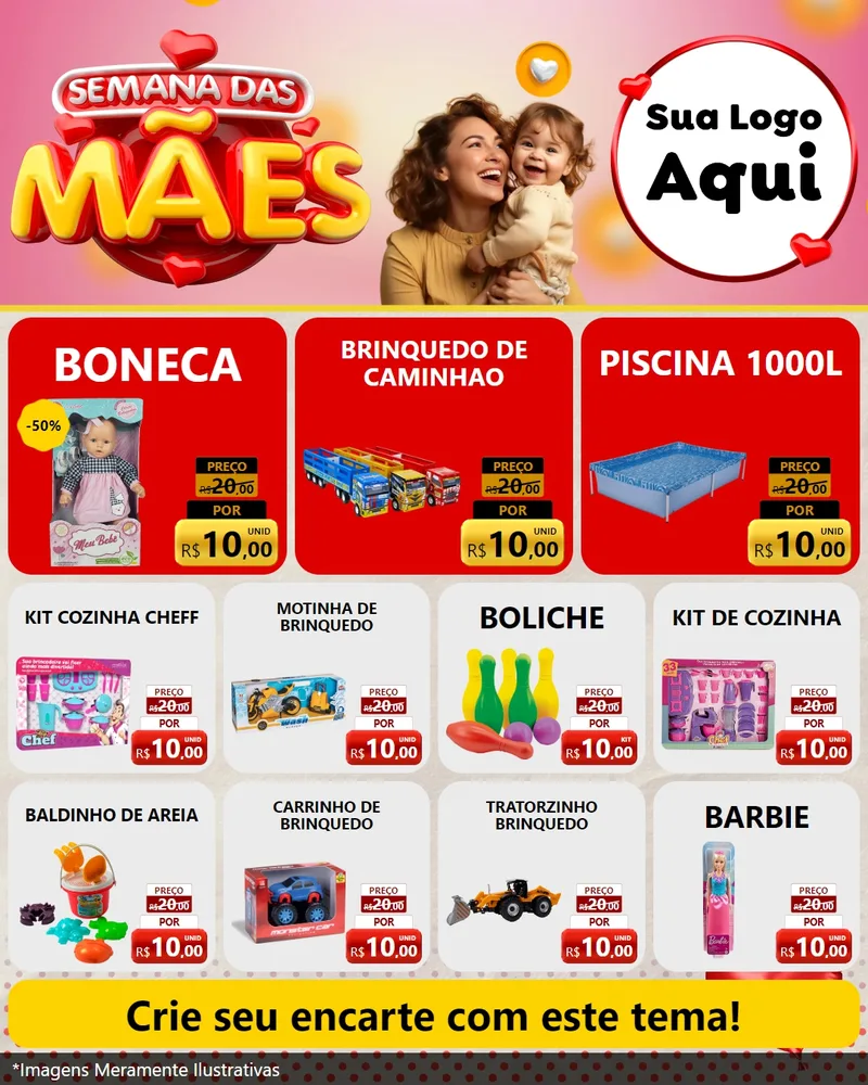 Modelo de Rede Social para Feed Instagram com o tema Semana das Mães para Brinquedos