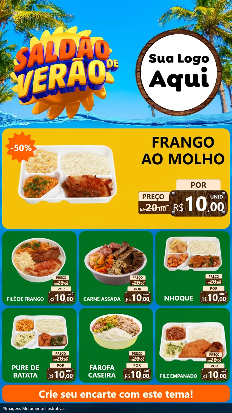 Modelo de Rede Social para Stories com o tema Saldão de Verão para Restaurante
