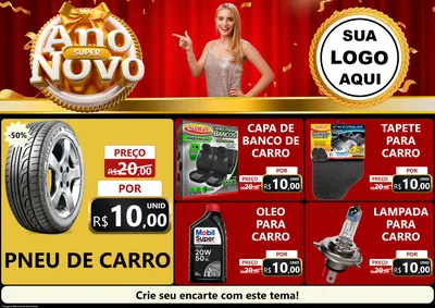 Modelo de Encarte para Encarte A4 Horizontal com o tema Super Ano Novo para Auto peças