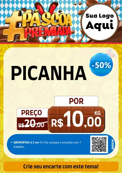 Modelo de Cartaz para Cartaz A4 Vertical com o tema Páscoa Premiada para Açougue