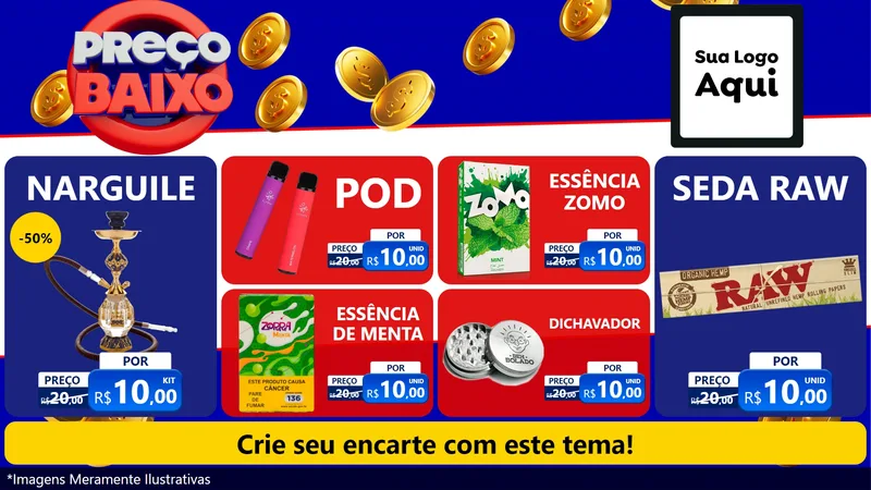 Modelo de TV para TV Horizontal com o tema Preço Baixo para Tabacaria