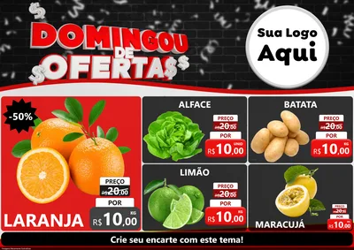 Modelo de Encarte para Encarte A4 Horizontal com o tema Domingou de Ofertas para Hortifrúti