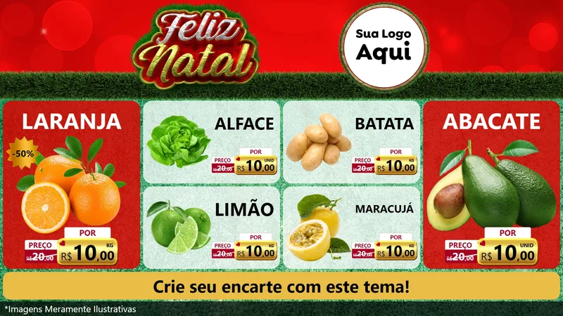 Modelo de TV para TV Horizontal com o tema Feliz Natal para Hortifrúti