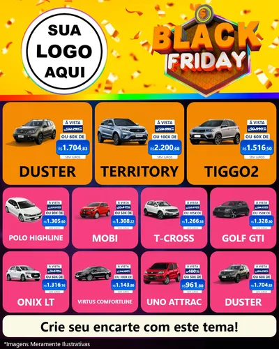 Modelo de Rede Social para Feed Instagram com o tema Black Friday para Concessionaria de Carros