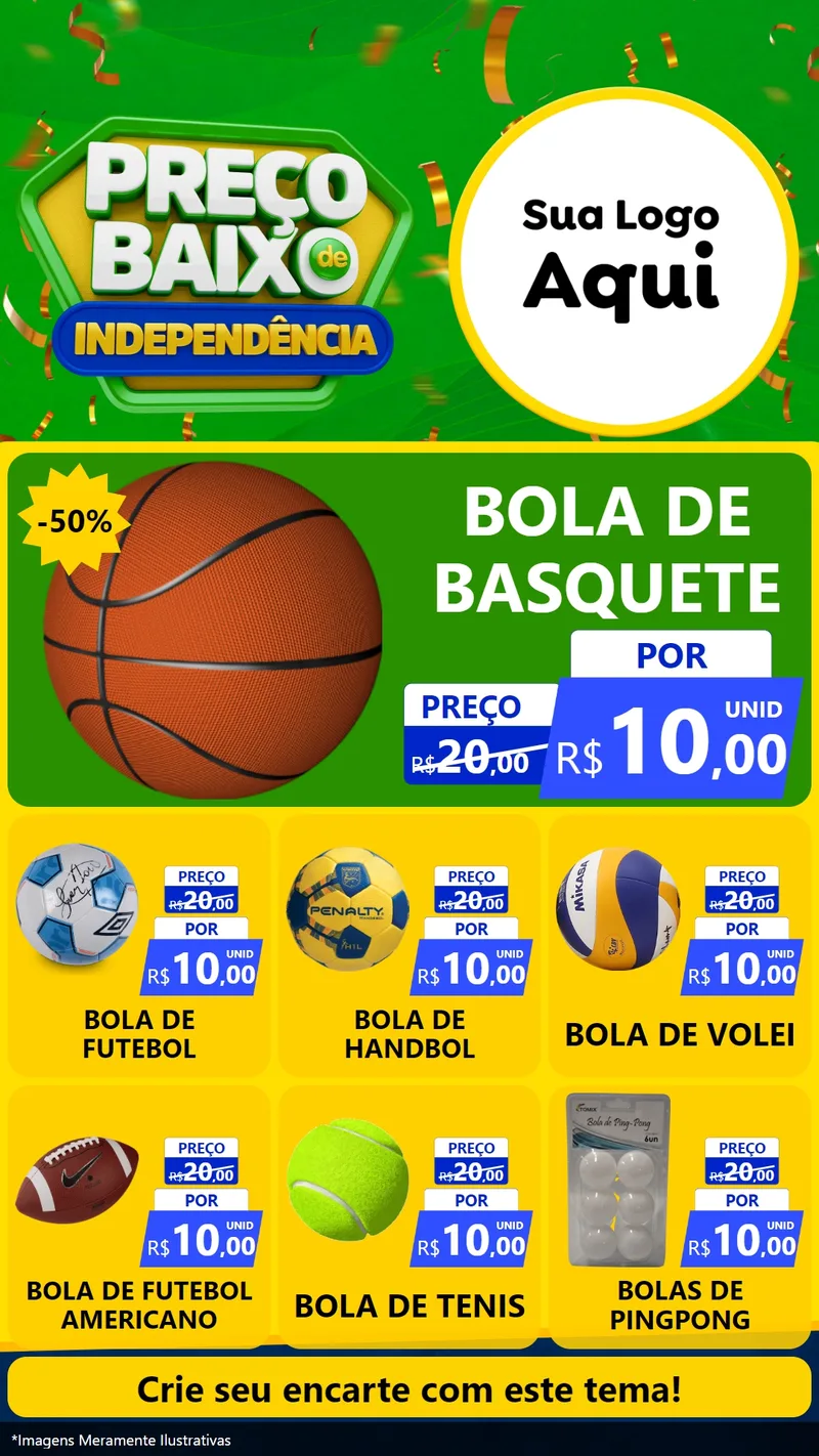 Modelo de Rede Social para Stories com o tema Preço Baixo de Independência para Artigos Esportivos