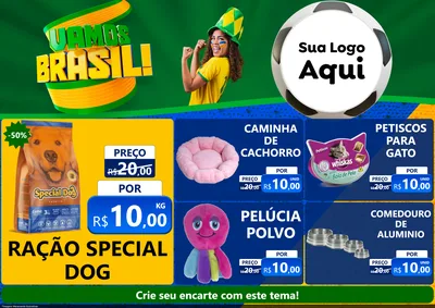 Modelo de Encarte para Encarte A4 Horizontal com o tema Vamos Brasil - Copa para Pet Shop