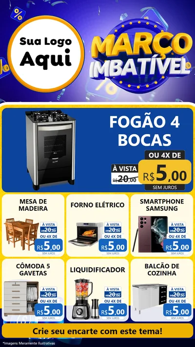 Modelo de Rede Social para Stories com o tema Março Imbatível para Móveis e Eletro