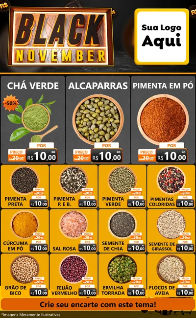 Modelo de Encarte para Encarte Grande com o tema Black November para Produtos Naturais