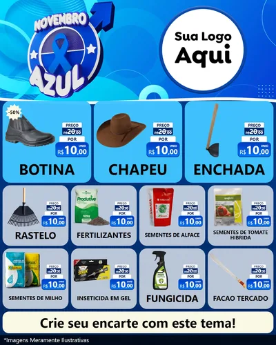 Modelo de Rede Social para Feed Instagram com o tema Novembro Azul para Agropecuária