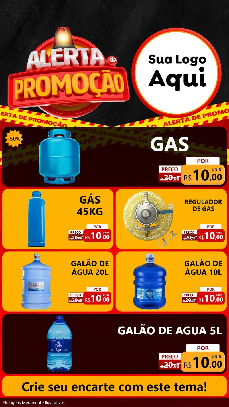 Modelo de TV para TV Vertical com o tema Alerta de Promoção para Água e gás