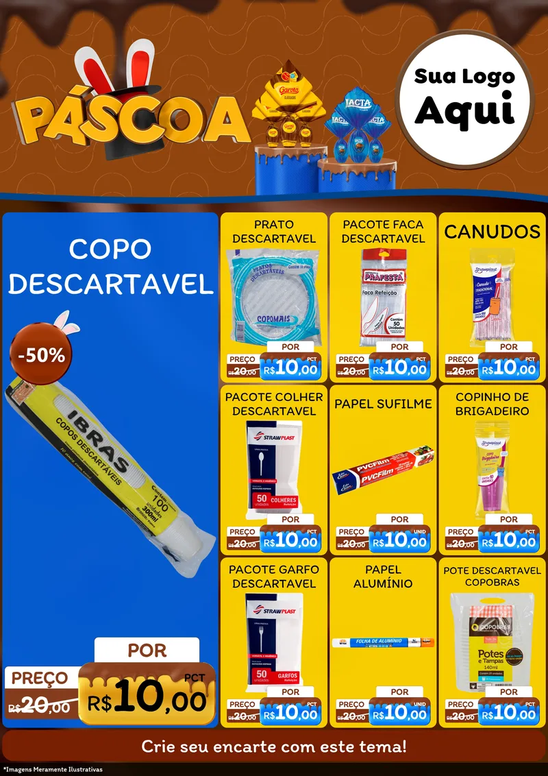 Modelo de Encarte para Encarte A4 Vertical com o tema Páscoa para Embalagens