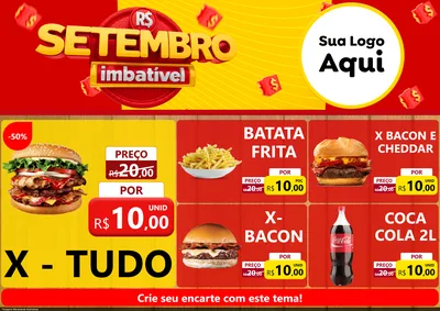 Modelo de Encarte para Encarte A4 Horizontal com o tema Setembro Imbatível para Hamburgueria