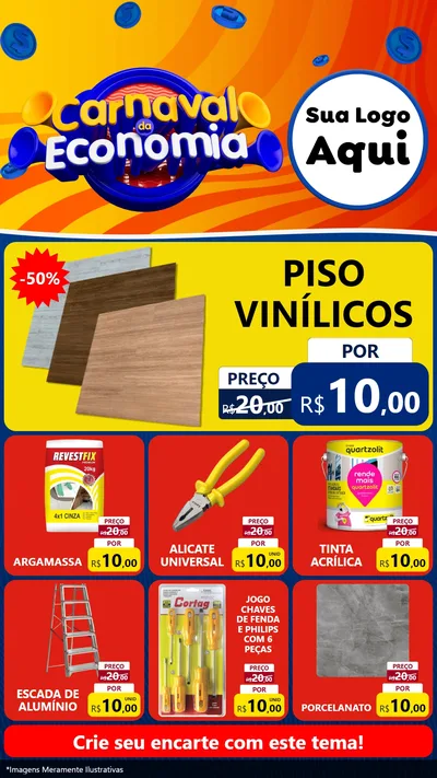 Modelo de Rede Social para Stories com o tema Carnaval da Economia para Material para Construção