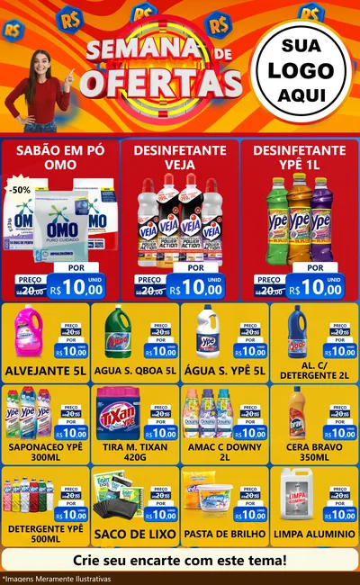 Modelo de Encarte para Encarte Grande com o tema Semana de Ofertas para Produtos de Limpeza