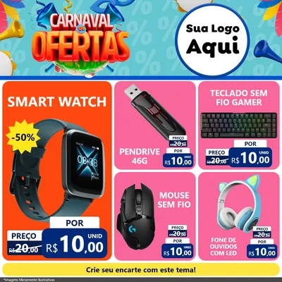 Modelo de Rede Social para Feed Facebook com o tema Carnaval de Ofertas para Informática