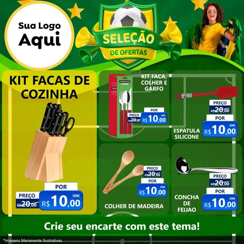 Modelo de Rede Social para Feed Facebook com o tema Seleção de Ofertas - Copa para Utilidades Domésticas