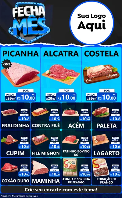Modelo de Encarte para Encarte Grande com o tema Fecha Mês para Açougue