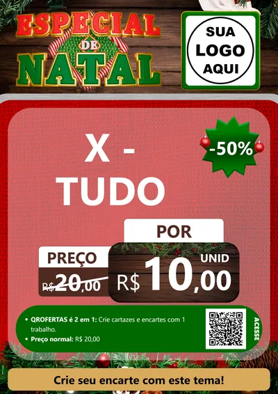 Modelo de Cartaz para Cartaz A4 Vertical com o tema Especial de Natal para Hamburgueria