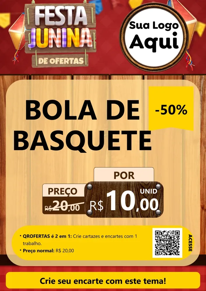 Modelo de Cartaz para Cartaz A4 Vertical com o tema Festa Junina de Ofertas para Artigos Esportivos