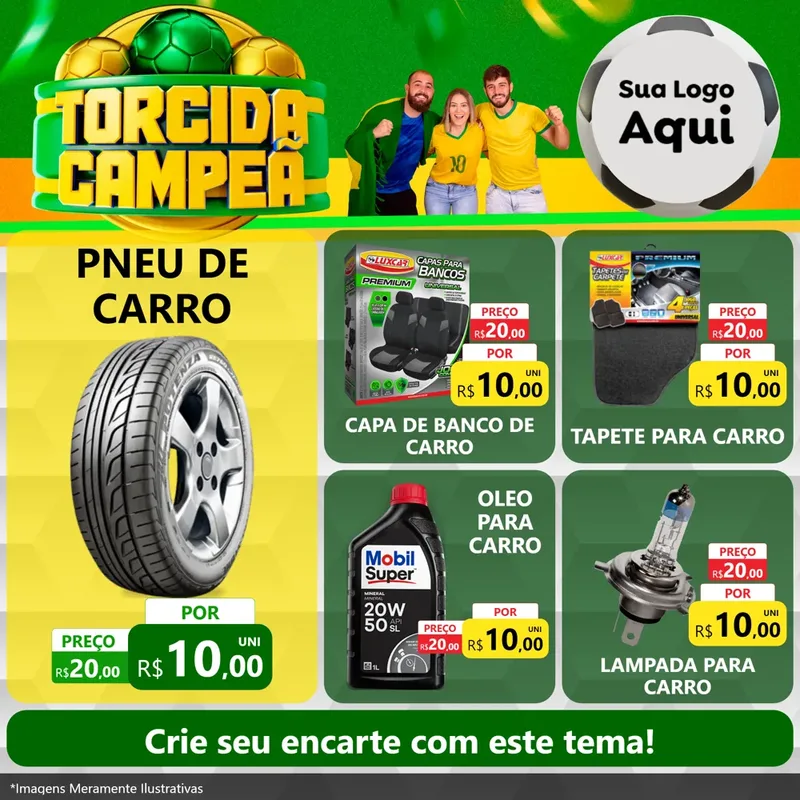 Modelo de Rede Social para Feed Facebook com o tema Torcida Campeã - Copa para Auto peças