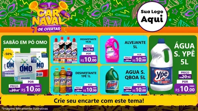 Modelo de TV para TV Horizontal com o tema Carnaval de Ofertas para Produtos de Limpeza