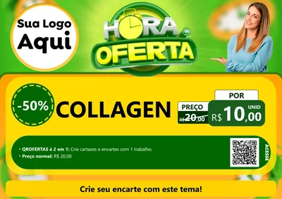Modelo de Cartaz para Cartaz A4 Horizontal com o tema Hora da Oferta para Suplementos alimentares