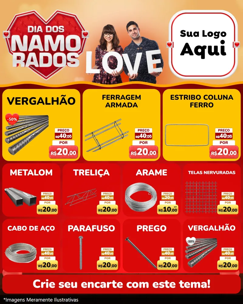 Modelo de Rede Social para Feed Instagram com o tema Dia dos Namorados para Ferragens