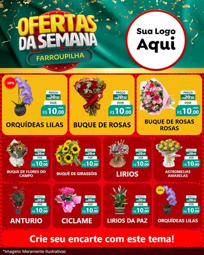 Modelo de Rede Social para Feed Instagram com o tema Ofertas da Semana Farroupilha para Floricultura e jardim