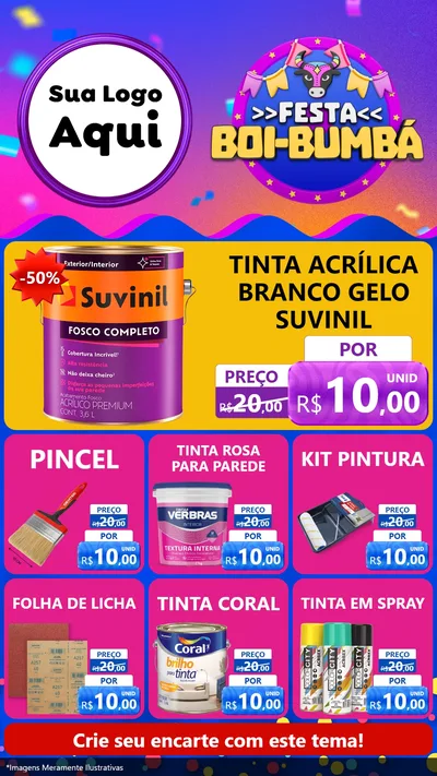 Modelo de Rede Social para Stories com o tema Festa Boi-Bumbá para Tintas e Ferramentas