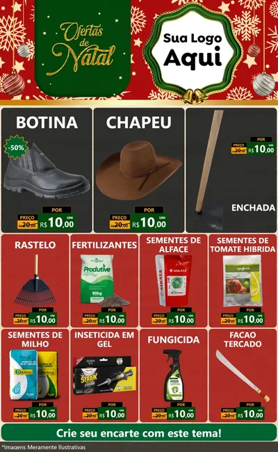 Modelo de Encarte para Encarte Grande com o tema Natal de Ofertas para Agropecuária