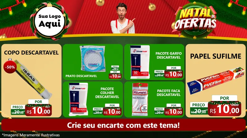 Modelo de TV para TV Horizontal com o tema Natal de Ofertas para Embalagens