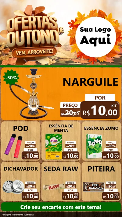 Modelo de Rede Social para Stories com o tema Ofertas de Outono - Vem, Aproveite! para Tabacaria