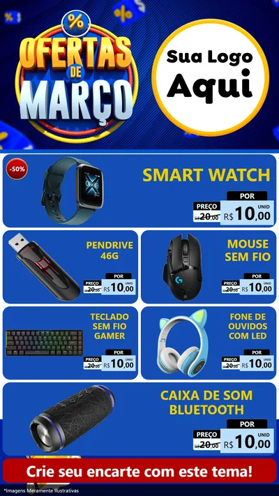 Modelo de TV para TV Vertical com o tema Ofertas de Março para Informática