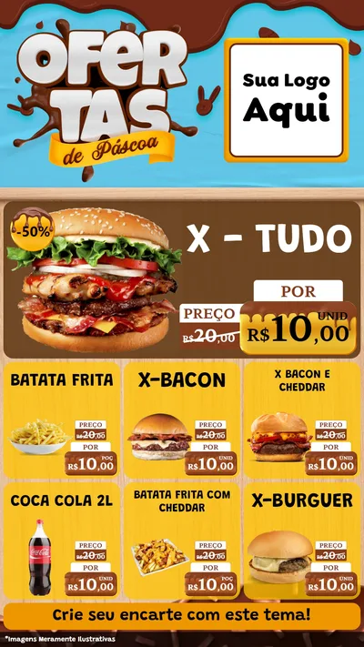 Modelo de Rede Social para Stories com o tema Ofertas de Páscoa para Hamburgueria