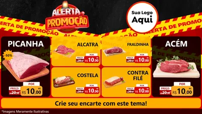 Modelo de TV para TV Horizontal com o tema Alerta de Promoção para Açougue